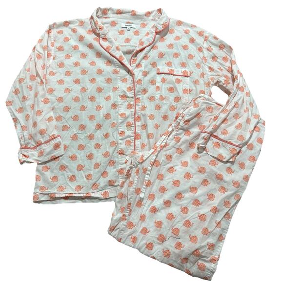 Marigot Women’s Medium Lorient Block Print Snails Pajama Set - Picture 1 of 11